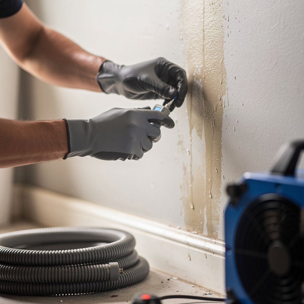 Rainbow Restoration of San Diego County team securing a property after storm damage, showcasing reliable restoration services